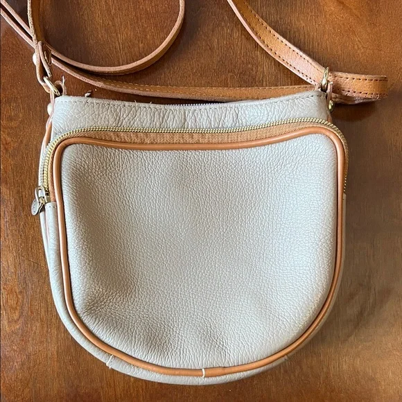 Valentina Cream Crossbody with Tan Trim and Gold Hardware - Picture 2 of 14